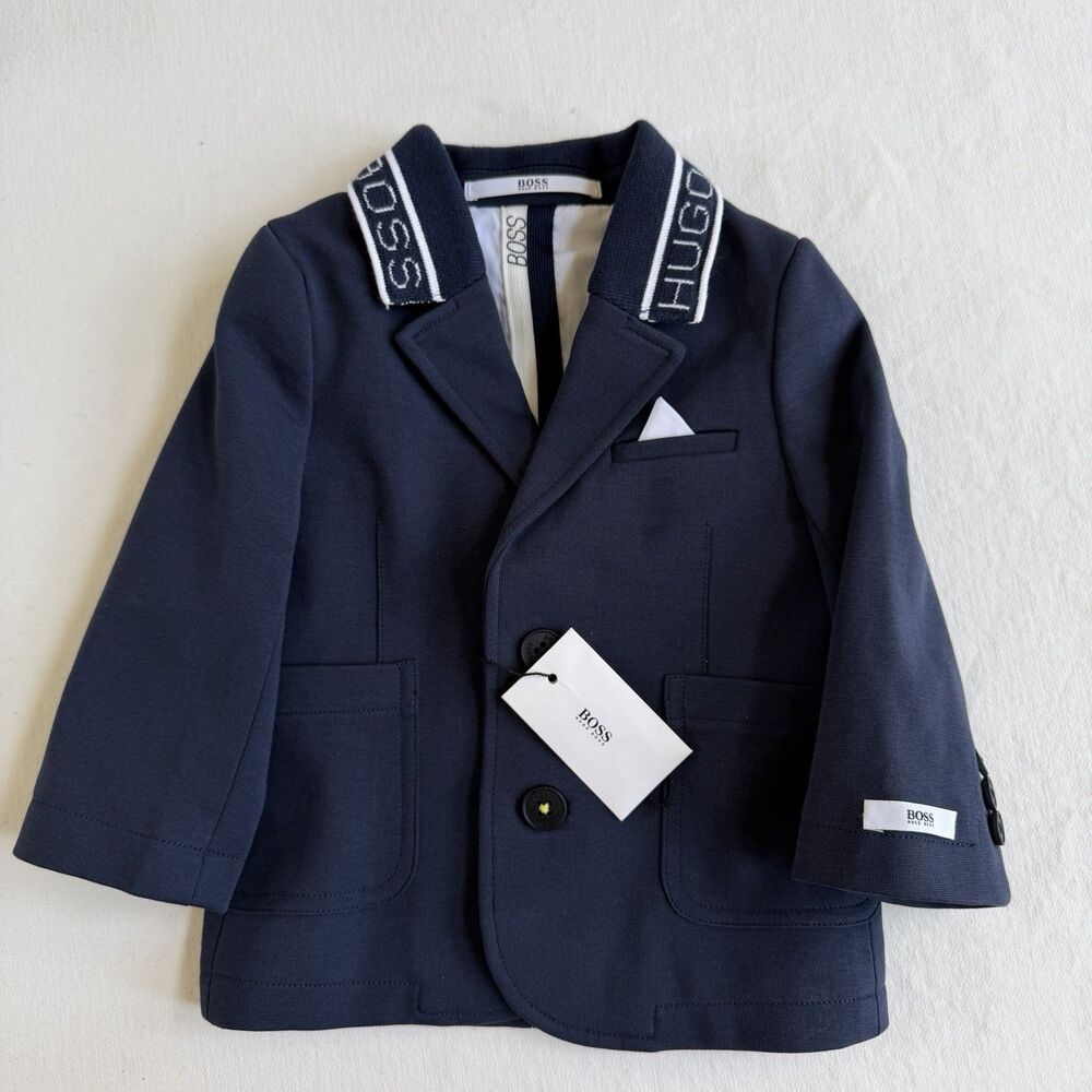 HUGO BOSS Infant Baby Boys Kids Blue Suit Blazer Sport Coat Jacket Sz 9M 71